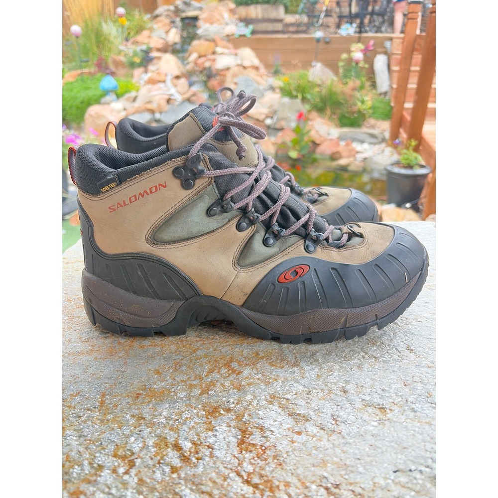 Salomon Vintage 2001 Gore-Tex Hiking Boots Mens 12 Tan Brown 871396 Contagrip